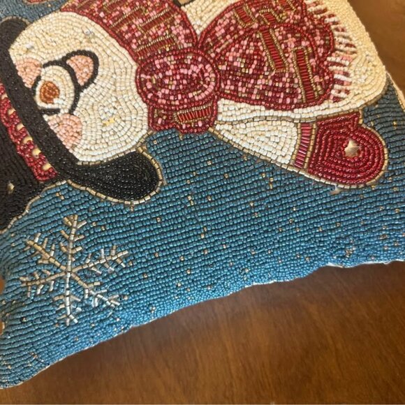 Beaded Cherished Moments Snowman Pillow - 12x12 - Picture 4 of 4